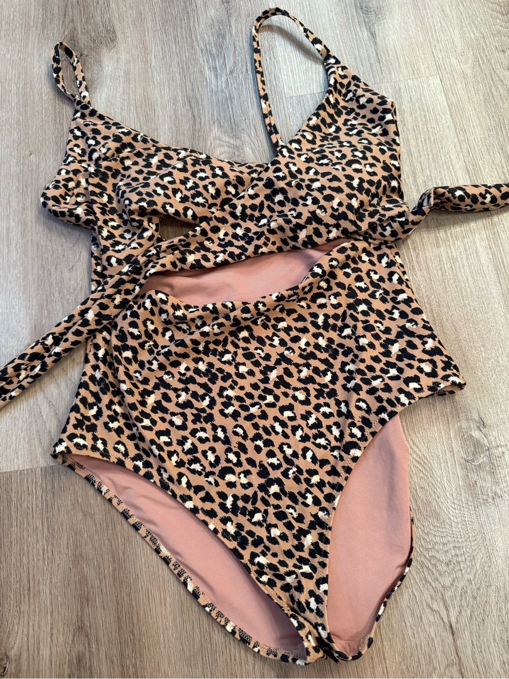 aerie One-Piece Swimsuit with Leopard Trim